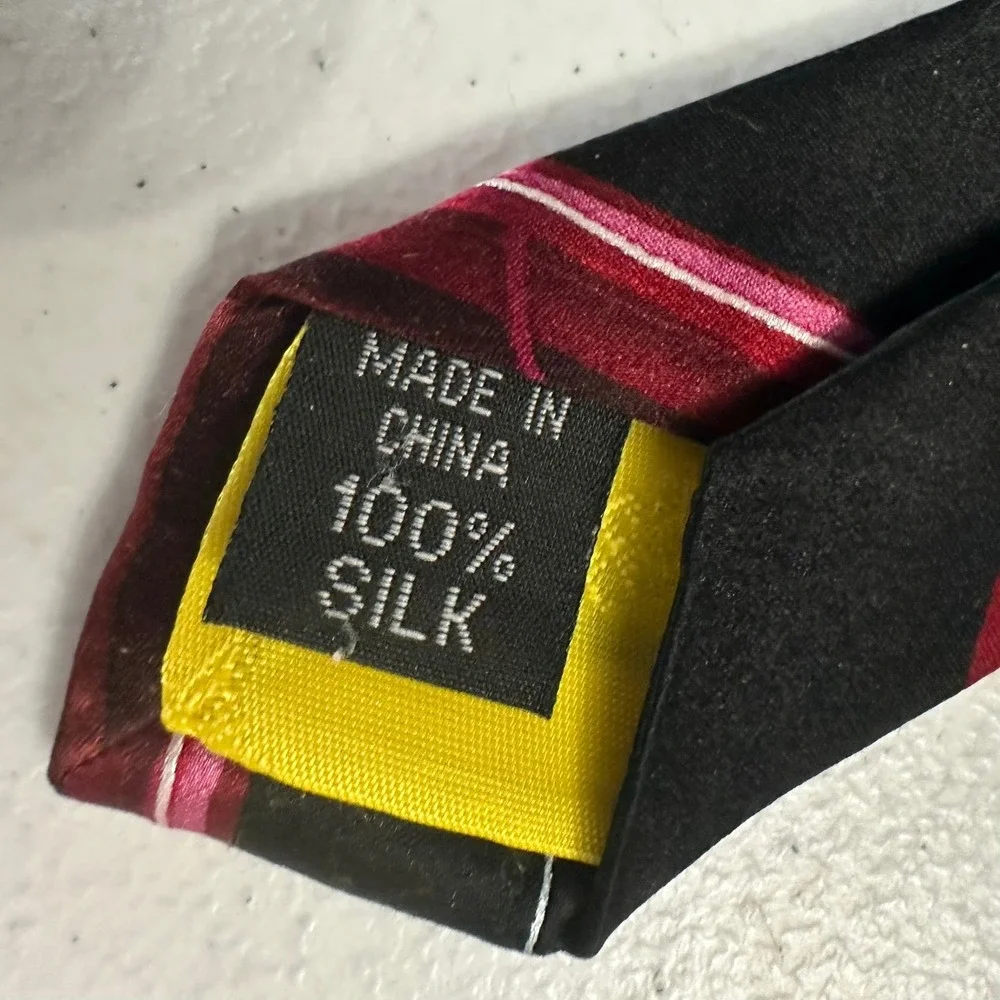 J Garcia Silk Necktie Happy Birthday Collection 62 Black Red Abstract Swirl Tie